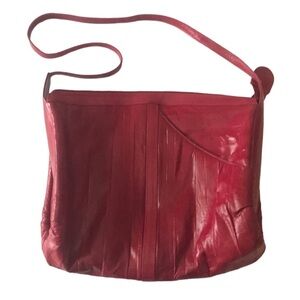 LEE SANDS Authentic Red Eel skin Satchel Style Handbag Purse NWOT